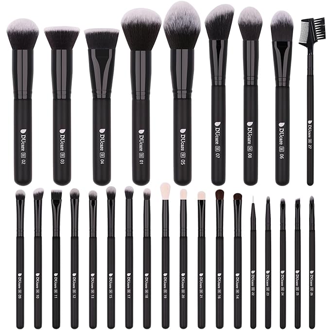 DUcare Professional Makeup Brushes Set 27Pcs Makeup Brush Set Premium Synthetic Kabuki Foundation Blending Face Powder Blush Concealers Eye Shadows Brushes-GlimoraGlow