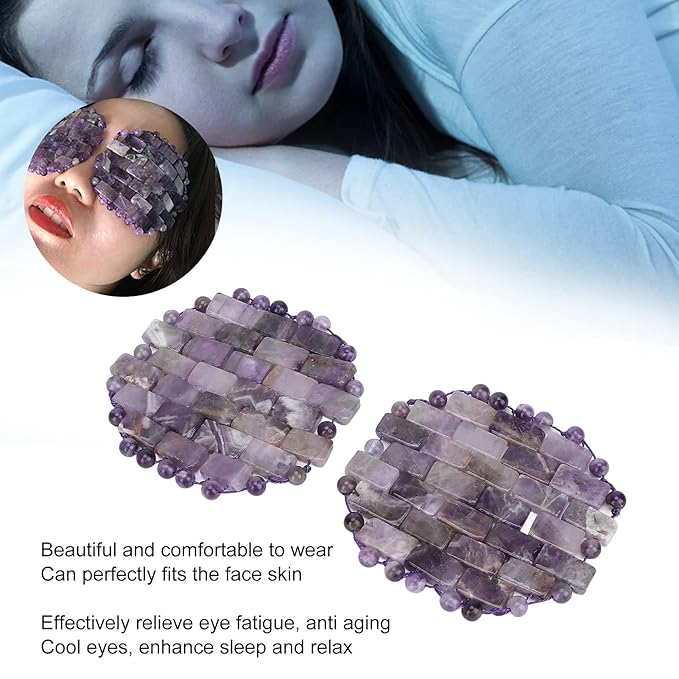 Jade Eye Mask, Amethyst Eye Pack Wrinkle Puff Elimination Dark Circles Fading Quartz Stone Eye Patch Jadestone Eye Massager Relieve Eye Fatigue-GlimoraGlow
