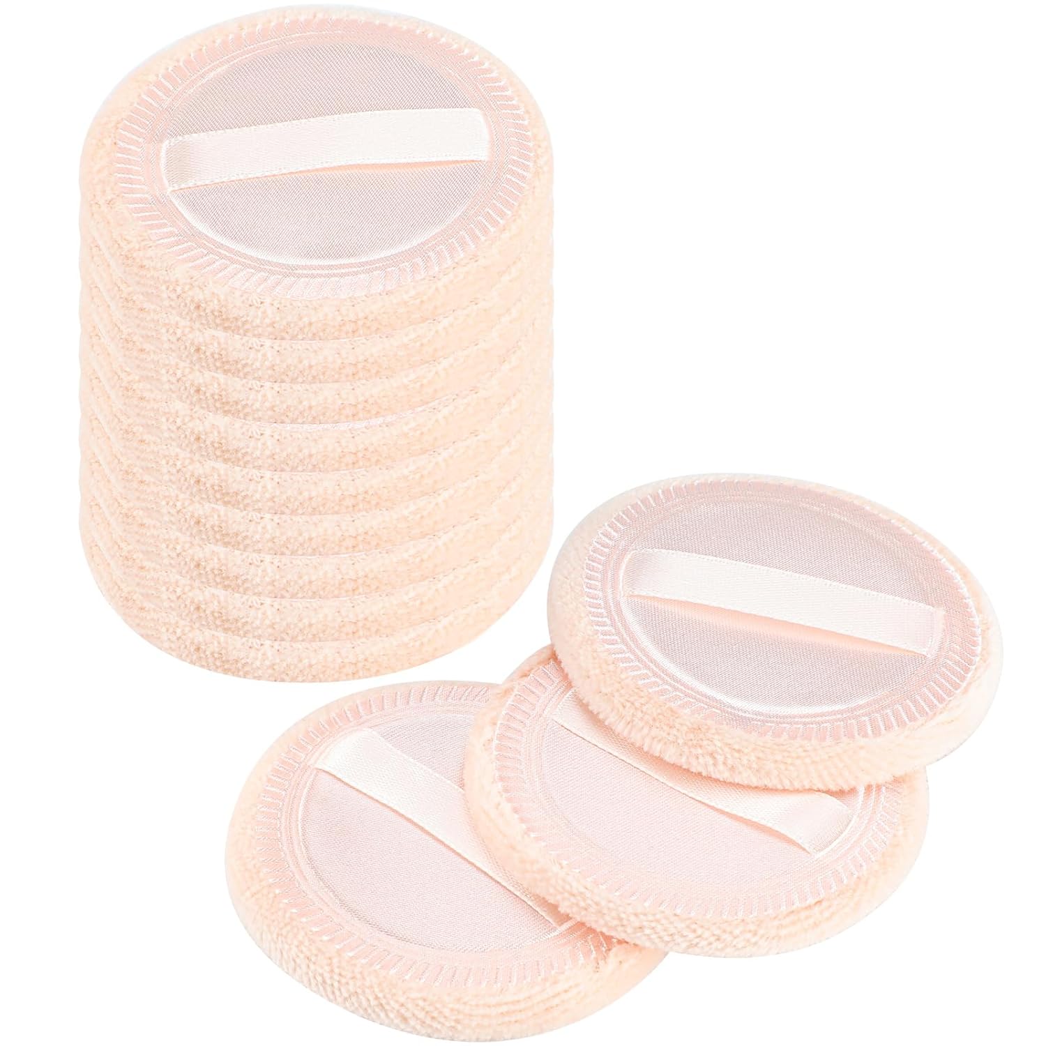 12 Pieces Powder Puffs Cotton Makeup Pads Soft Face Compact Puffs for Loose Setting Pressed Powder, 2.36 Inch (Beige)-GlimoraGlow