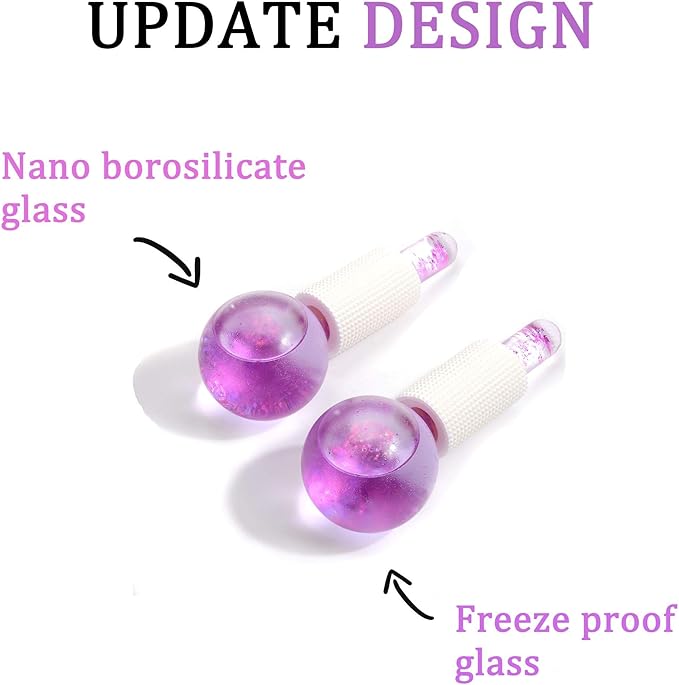 ICE Beauty Balls for Facial, 2PCS Purple Facial Roller for Cold Facial Massage Face Roller Balls with Anti-Freeze Liquid to Reduce Puffiness, Pores, Wrinkles…-GlimoraGlow