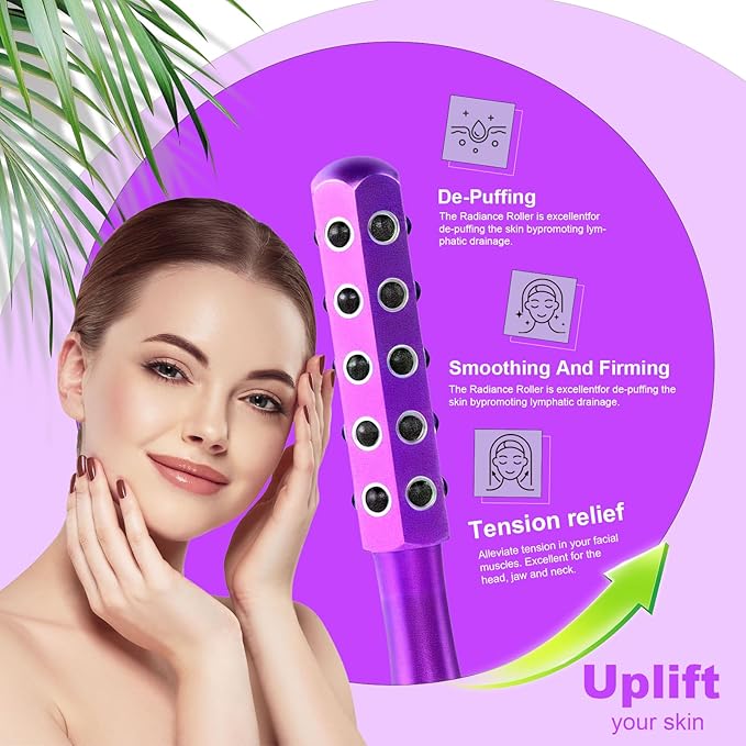 2025 Beauty Roller – Germanium Stone Face Sculpting Tool, Uplift Facial Massaging Beauty Tool, Firming Massage Wand for Skin Tightening, Portable Cooling & Sculpting (Purple)-GlimoraGlow