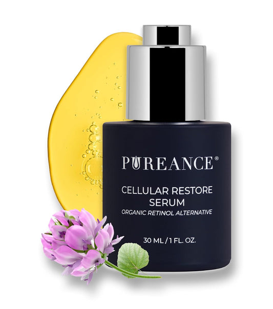 PUREANCE Organic Bakuchiol Plumping Serum - Bakuchiol for Face Skin and Wrinkles - Cellular Restore Serum - With Jojoba Oil, Sea Buckthorn, Camu Camu, Babchi, Maple Leaf Extracts & More - 1 Fl Oz-GlimoraGlow