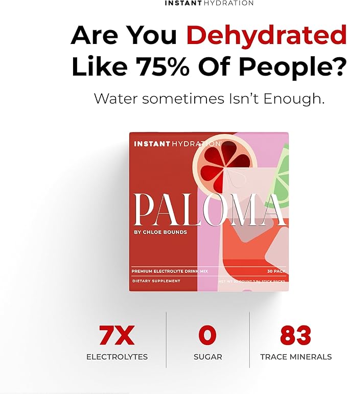 Instant Hydration Electrolytes Powder Packets - Paloma Electrolyte Drink Mix - Zero Sugar - Keto, Vegan, Gluten-Free, Non-GMO - Boost Recovery, Brain Health, Muscle & Tissue Support- 30 Sticks-GlimoraGlow