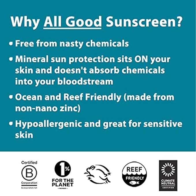 All Good Sunstick - Face Sunscreen, Water Resistant, UVA/UVB Broad Spectrum SPF 30+, Coral Reef Friendly - Beeswax, Zinc, Vitamin E, Shea Butter (Unscented)-GlimoraGlow