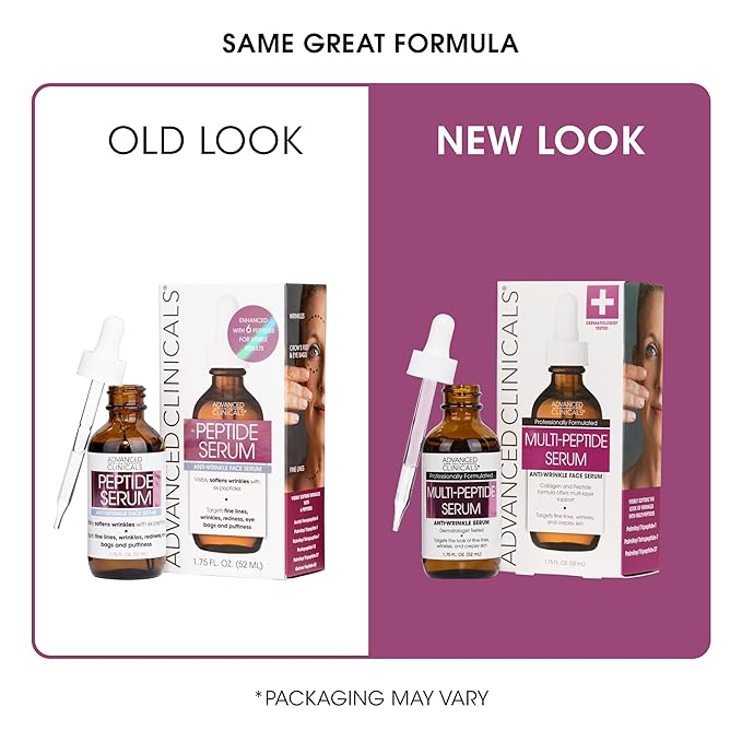 Advanced Clinicals Multi Peptides Serum For Face | Visible Anti Aging Hydrating Collagen Peptide Facial Serum With Vitamin E Helps Improve Look Of Wrinkles, Puffiness, & Uneven Skin Tone, 2-Pack-GlimoraGlow
