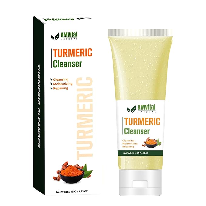 Turmeric Face Wash - Turmeric Facial-Cleanser with Aloe Vera, Vitamin E, and Natural Extracts - Lightweight Daily Gel Face Wash for All Skin Types - 120ml-GlimoraGlow