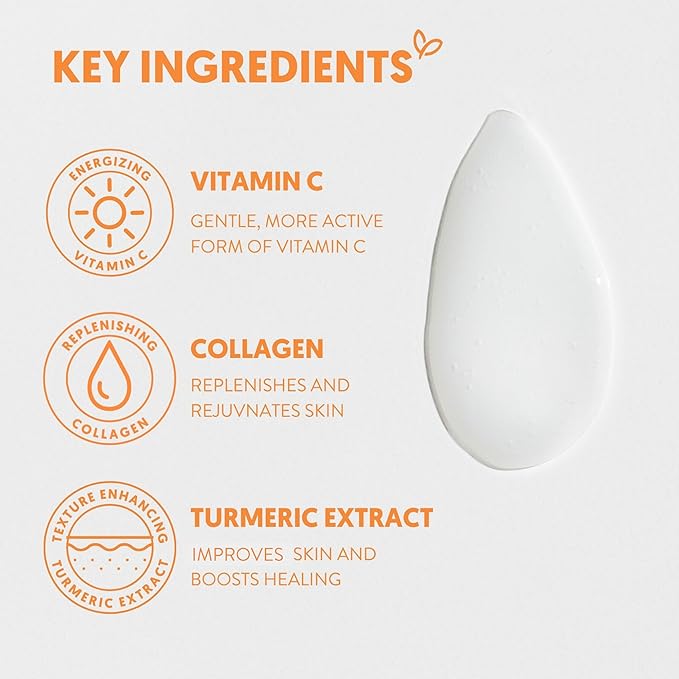 By Nature Vitamin C + Collagen Face Serum - Restore and Energize Tired Skin with Brightening Vitamin C, Plumping Collagen, Plus Texture Enhancing Turmeric - Premium Skin Care Serum for Face - 3fl. oz.-GlimoraGlow