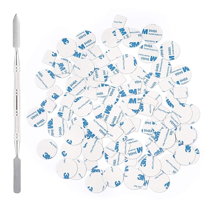 100Pcs Metal Stickers for Magnetic Palette Empty Eyeshadow Makeup Palette + Depotting Spatula (50Pcs Round + 50Pcs Square)-GlimoraGlow