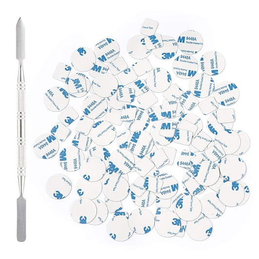 100Pcs Metal Stickers for Magnetic Palette Empty Eyeshadow Makeup Palette + Depotting Spatula (50Pcs Round + 50Pcs Square)-GlimoraGlow