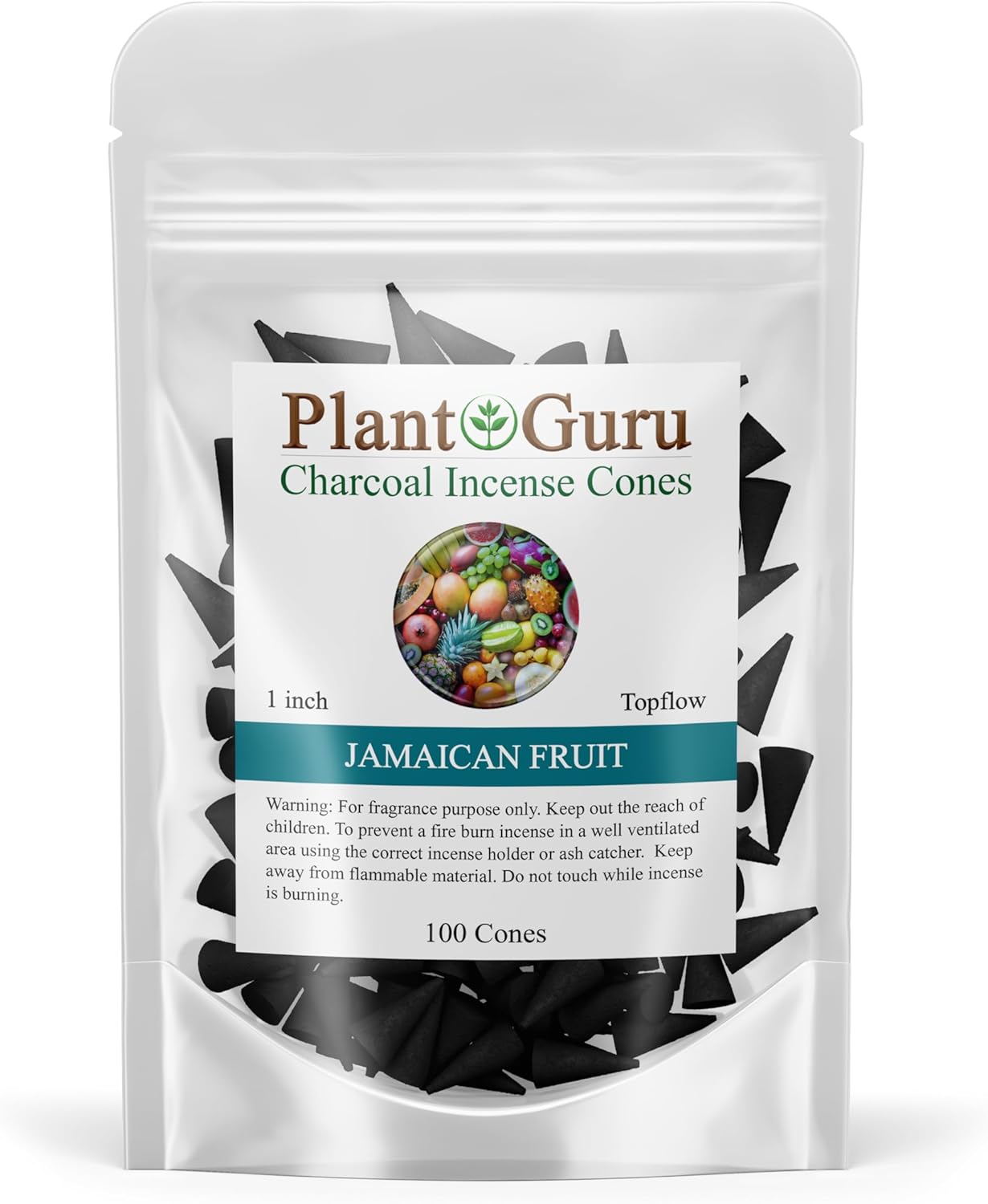 Jamaican Fruit Charcoal Incense Cones 1" TOPFLOW - 100 Pack - Natural Scented Cones Handmade Hand Dipped-GlimoraGlow