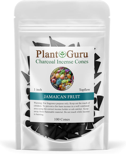 Jamaican Fruit Charcoal Incense Cones 1" TOPFLOW - 100 Pack - Natural Scented Cones Handmade Hand Dipped-GlimoraGlow