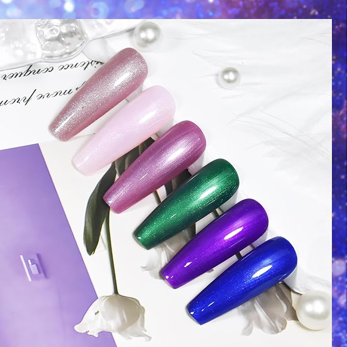 JODSONE 10ml Gel Nail Polish Set Glitter 6Colors Dark Green Glitter Pink Deep Blue Gel Polish Lacquer Glossy Art for Nail and Salon Need U V Lamp-GlimoraGlow