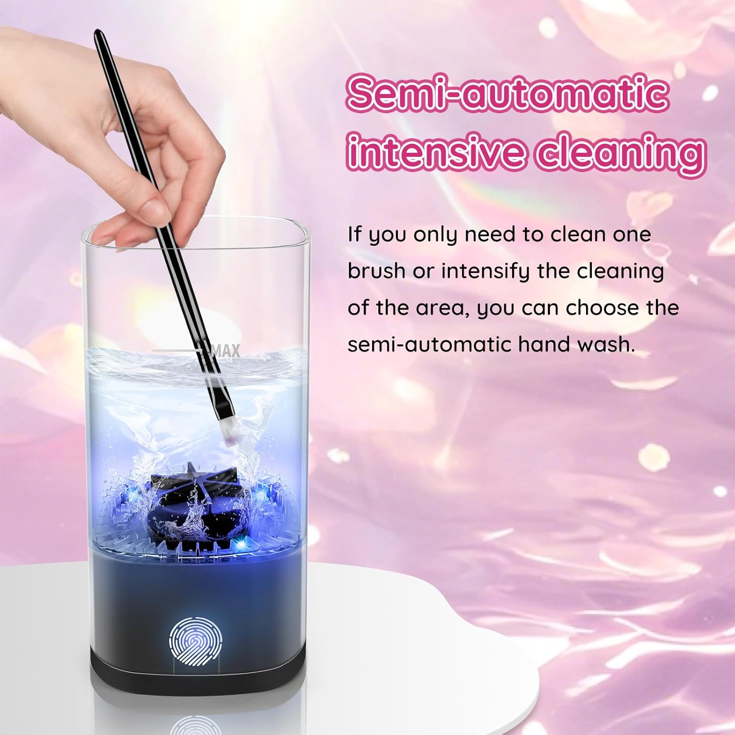 Electric Makeup Brush Cleaner Machine, Ultimate Efficient Automatic Cleaner for All Types of Makeup Brushes - Black Pink-GlimoraGlow