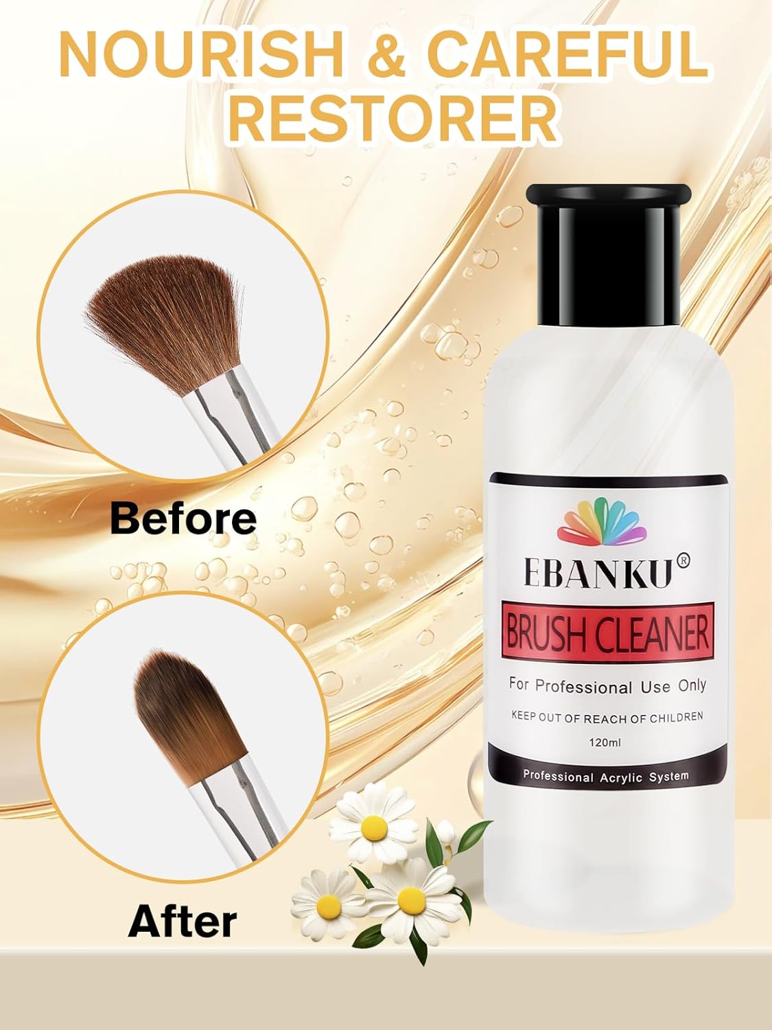 EBANKU 120ml Acrylic Nail Brush Cleaner, 3 in 1 Nail Art Brushes Conditioner Nail Brush Clean Solution Quickly Clean for Solid Gel Polish/Nail Extension Gel-GlimoraGlow