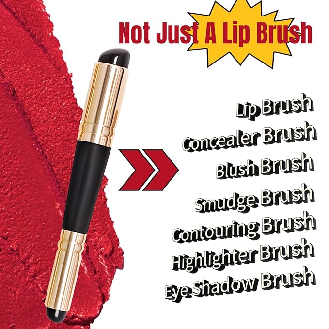 Dual Ended Silicone Lip Brush with Lid, Jelly-like Lip Makeup Brush, Versatile Makeup Applicator for Lips, Concealer, Contour, Blush, Bronzer, and Eyes, 1 count-GlimoraGlow