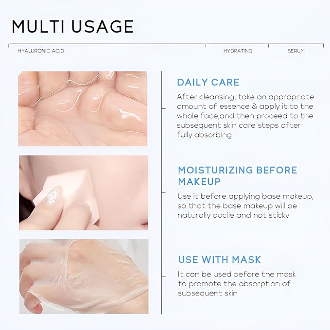 Hyaluronic Acid Serum for Face, Hydrating Face Serum for Dry Skin W/Hymagic-4D, Squalane, Vitamin C & E for Plumping, Hydrating & Anti-Aging Serum, Skin Care, 1.06fl.oz, Pack of 2-GlimoraGlow