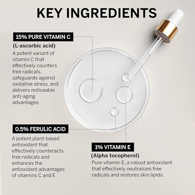 Vitamin C Face Serum: Anti Aging Super Vit C Facial Serum with Ferulic Acid Pure L-Ascorbic Acid, Vitamin E and Hyaluronic Acid for Dark Spots and Skin Care-GlimoraGlow