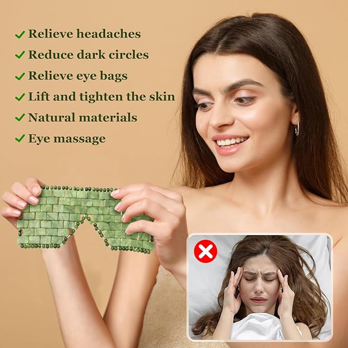 Jade Eye Mask Natural Green Jade Facial Maks for Relive Eliminate Puffiness-GlimoraGlow