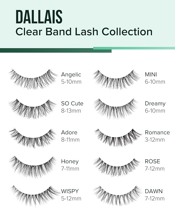 Cat Eye Lashes Natural Strip Lashes That Look Like Extensions Clear Band Lashes Mink Eyelashes Wispy Fox Eye Lashes Packs 7 Pairs-GlimoraGlow