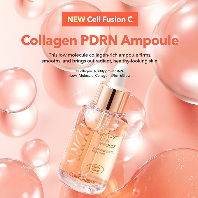 Cell Fusion C Collagen PDRN Ampoule, Salmon DNA PDRN Face Serum for Glow, Collagen, Niacinamide, Hydrating & Firming, Uneven Skin Tone, 1.18 fl.oz. / 35ml-GlimoraGlow