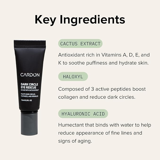 Cardon | Dark Circle Rescue for Men and Women | Under Eye Roller Eye Stick Massager for Puffy Eyes, Dark Circles, Bags, Wrinkles | Made with Peptides, Niacinamide, Hyaluronic Acid-GlimoraGlow