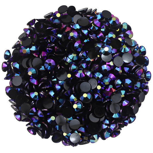 2250 Pcs SS16 4mm AB Flatback Rhinestones for Nails Art Crafts Glitter Round Shine Gems Crystals DIY Clothes Shoes （Black-Bottom Purple Red AB）-GlimoraGlow