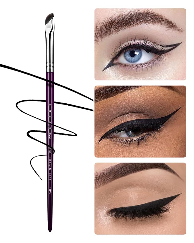 Eyeliner Brush, EIGSHOW Sickle Angled Gel Eyeliner Makeup Brush for Precise Eye Liner, Eyebrow, Eyelid with Ultra Thin Vegan Bristles (E865 Purple)-GlimoraGlow