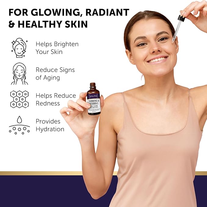 VALITIC Vitamin C Serum - Anti Aging and Dark Spot Remover for Face, Skin Care with Hyaluronic Acid, Collagen, Kojic Acid, Turmeric Oil - Brightening Face Serum 1 fl oz-GlimoraGlow