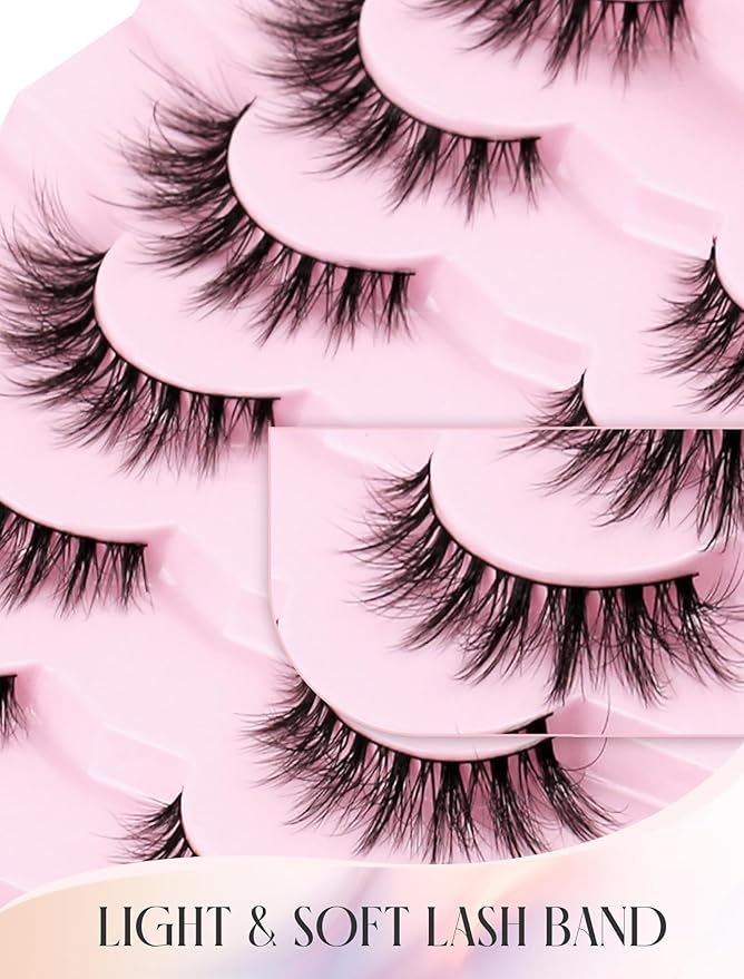 Cat Eye Lashes False Eyelashes Mink Lashes Wispy Eyelashes Natural Look Fake Eyelashes Mink Lashes Fluffy False Lashes UP8-GlimoraGlow