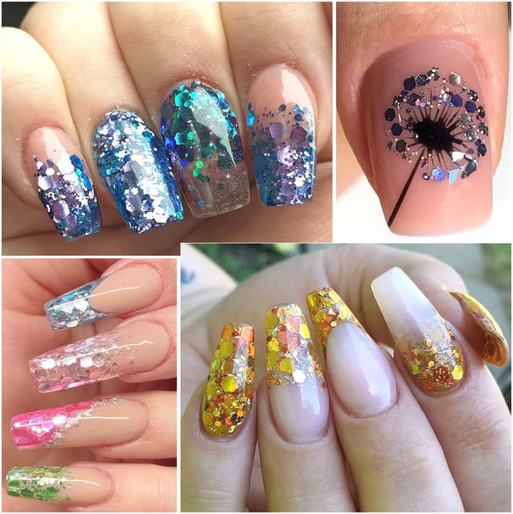 2 Boxes 24 Colors Chameleon Holographic Glitter Mermaid Nail Art Sequins 3D Flakes Laser Gradient Nail Glitter Design Shiny Glitters Powder Accessories for Women Manicure DIY Decorations-GlimoraGlow