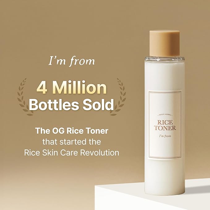 I'm from Rice Toner for Sensitive Skin, Rice Extract from Korea, Glow Essence with Niacinamide, Hydrating, Vegan, Alcohol Free, Fragrance Free, Peta Approved, K Beauty Toner, 5.07 Fl Oz-GlimoraGlow