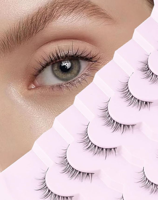 Onlyall Natural Lashes Short Eyelashes Wispy Lashes Natural Look Soft False Eyelashes False Eye Lashes Faux Mink Eyelashes 7 Pairs D2-GlimoraGlow