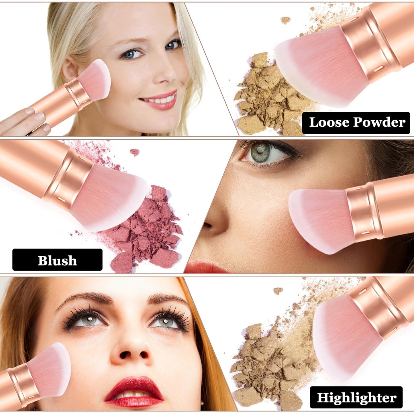 Falliny Retractable Kabuki Makeup Brush, Angled Travel Powder Blush Brush Foundation Makeup Brush with Cover for Blush, Sunscreen,Bronzer, Buffing, Concealer,Highlighter, Powder Cosmetics-GlimoraGlow