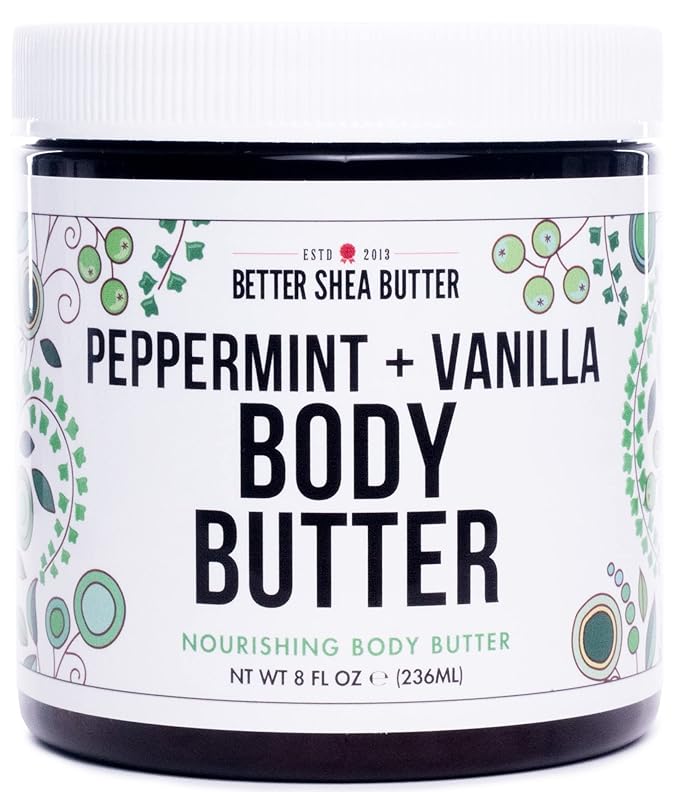 Peppermint Vanilla Body Butter - Natural Lotion for Women with Shea Butter & Jojoba Oil - Non-Greasy Whipped Body Lotion for Dry Skin - Vanilla Scented Peppermint Body Lotion-GlimoraGlow