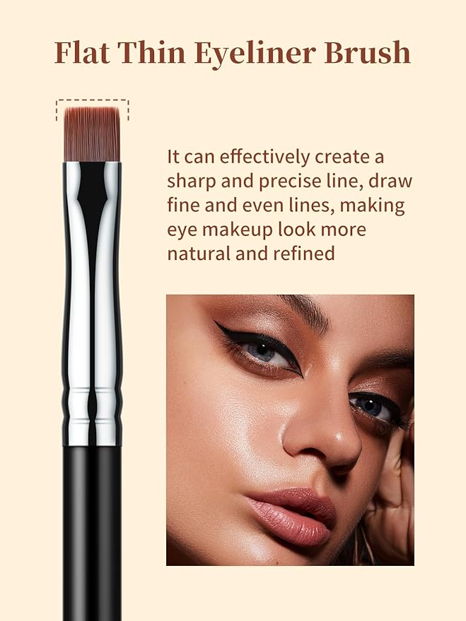 EIGSHOW Flat Eyeliner Brush, Professional Precise Eyebrow Concealer Brush for Sharp Defined, Eye Liner Application with Gel Liquid Cream Powder (E808)-GlimoraGlow