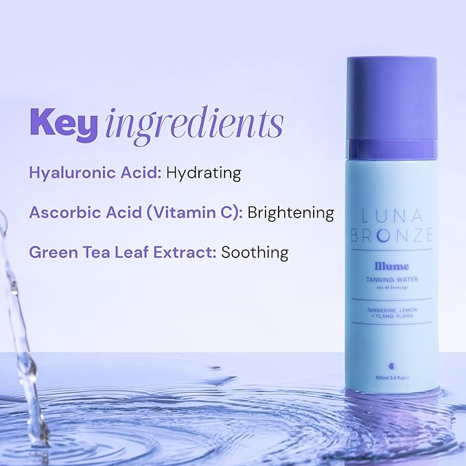 Illume Tanning Water - Liquid, Natural & Organic, Vegan Friendly, Cruelty Free, For All Skin Tones, Light-Medium Glow, Hydrating & Nourishing-GlimoraGlow