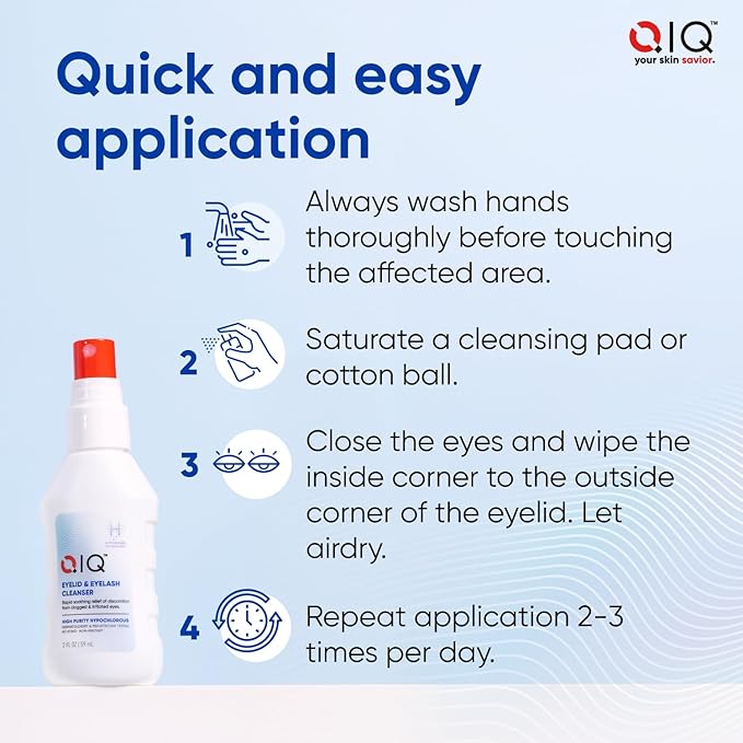 Eyelash and Eyelid Cleanser – High Purity Hypochlorous Eye Wash Solution, Lid and Lash Cleanser that Quickly Calms and Soothes Irritated, Clogged Skin (2oz)-GlimoraGlow