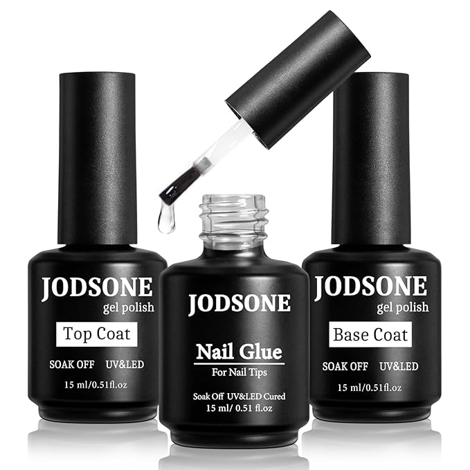 JODSONE 15ml Nail Glue Gel for Nail Tips Long Lasting Extension Glue for Clear Nail Tips Base Coat Top Coat All Need Lamp Cured-GlimoraGlow