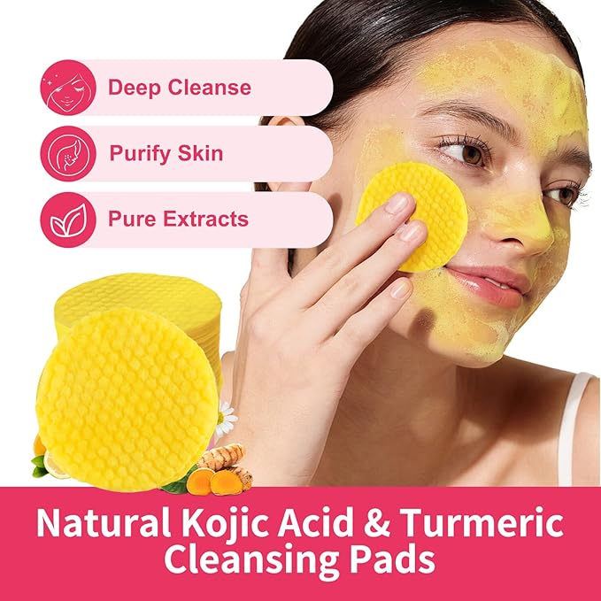 40 PCS Turmeric Kojic Acid Cleansing Pads,Turmeric and Kojic Acid Face Pads,Turmeric Kojic Acid Pads for Face-GlimoraGlow