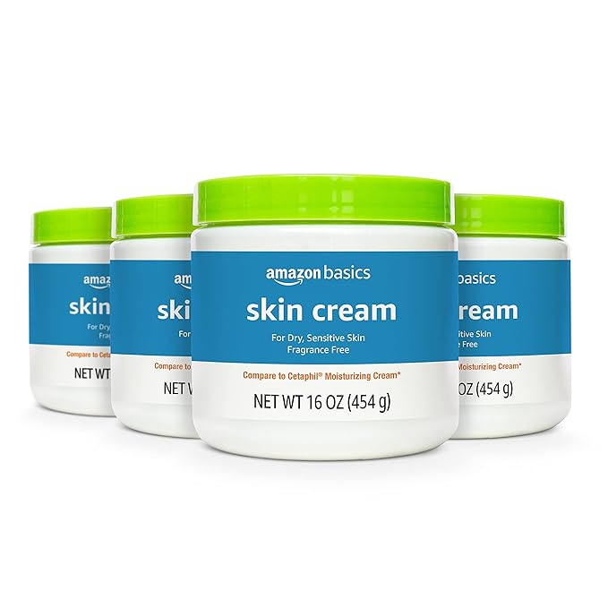 Amazon Basics Ultra Moisturizing Skin Cream for Dry & Sensitive Skin, Dermatologist Tested, Fragrance Free, 16 Ounce (Pack of 4) (Previously Solimo)-GlimoraGlow