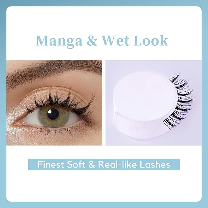 GAQQI Lash Clusters Manga Eyelash Clusters 10-14mm Wet Look Spiky Cluster Lashes 120PCS, Cluster Eyelash Extensions C Curl, Invisible Band Ultra-thin & Soft Clear Band False Lashes (HEROINE)-GlimoraGlow