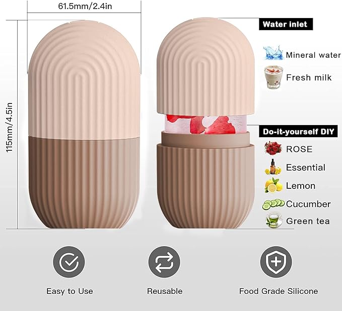 XHJRI Ice Face Roller Massager,Ice Cube Roller for Face, Eyes and Neck Naturally Conditioning and Skin Care,De-Puff Eye Bags,Reduce Migraine Pain,Reusable Massage Silicone Ice Mold (Coffee)-GlimoraGlow