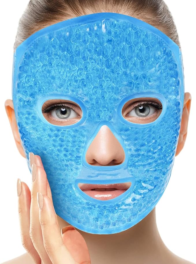 Ice Pack Cold Face Eye Masks Reduce Face Puff, Dark Circles, Reusable Cold Hot Gel Face Eye Mask, Suitable for Women Facial SPA, Ice Face Mask for Sleeping, Headaches (Blue)-GlimoraGlow