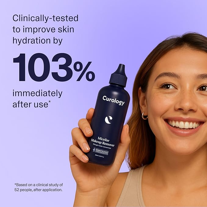 Curology Micellar Water Makeup Remover, Cleansing Gel Water Concentrate, Waterproof Eye and Face Make Up Removal, 8.5 fl oz-GlimoraGlow