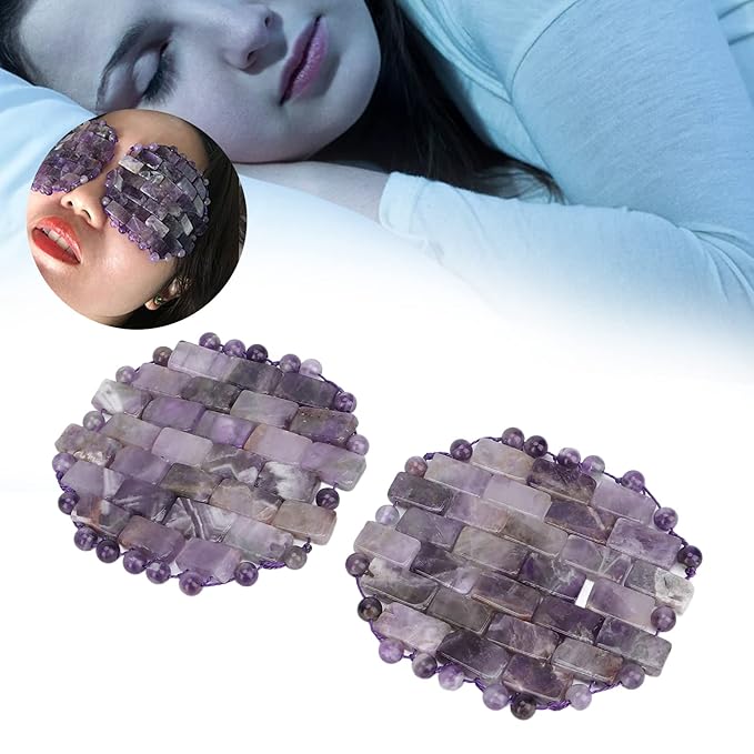 Jade Eye Mask, Amethyst Eye Pack Wrinkles Swelling Elimination Dark Circles Fading Jadestone Eye Massager Eye Pad Eye Shape Eye Covers for Men Women Soothing Eye Patch Reducing Facial Edema Stone-GlimoraGlow