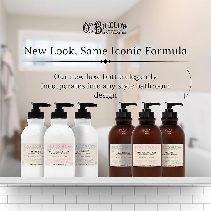 C.O. Bigelow West Village Rose Body Lotion, Iconic Collection Moisturizing Body Lotion with Shea Butter, Borage Oil & Grapeseed Oil, 10.5 Fl Oz-GlimoraGlow