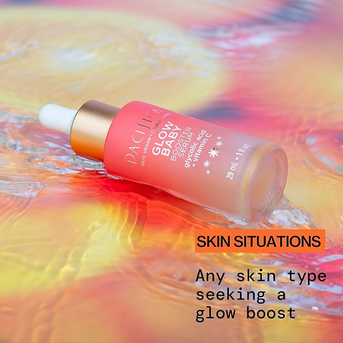 Pacifica Vitamin C Face Serum - Glow Baby Booster Facial Serum - Glycolic Acid Serum For Face - Dark Spot Corrector Anti Aging Brightening - Dermatologist Tested, Fragrance Free, Clean Skin Care Vegan-GlimoraGlow