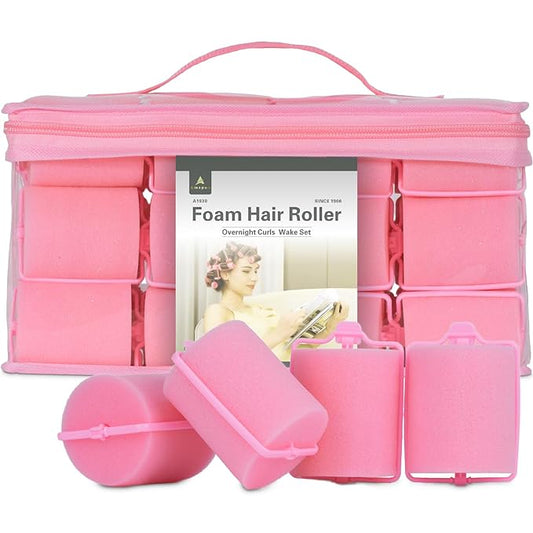 24 Pieces Foam Sponge Hair Rollers - Soft Sleeping Hair Curlers for Hair Styling (2inch, Pink)-GlimoraGlow