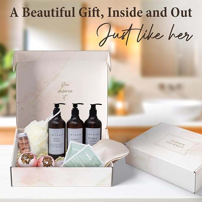 10-Piece Spa Gift Box for Women | Self-Care Set with Eye Mask, Loofa,Bath Bombs,Face Masks,Bubble Bath, Lotion, Body Wash & Bath Salt | Gift for Mom, Grandma, Wife, Bridesmaid or Loved Ones-GlimoraGlow
