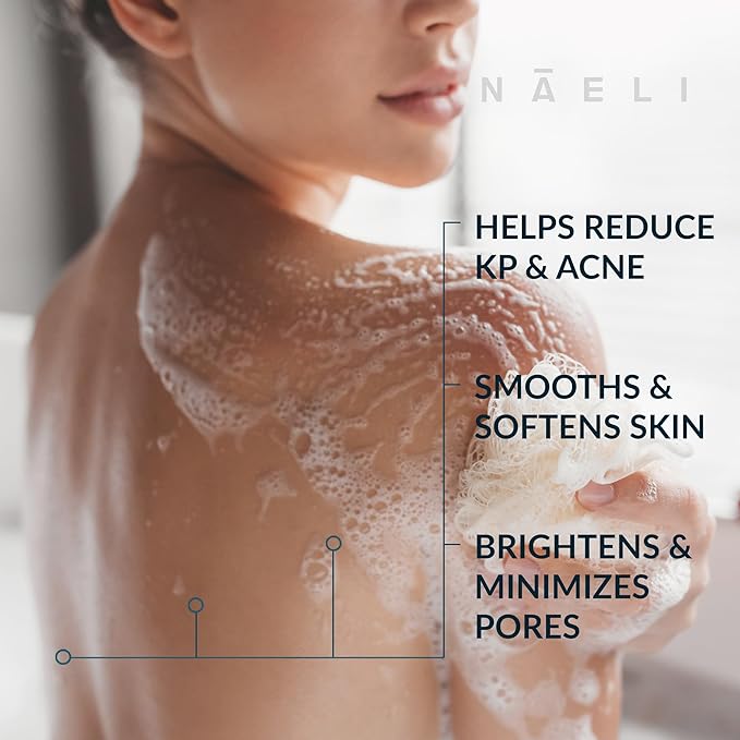 NAELI Keratosis Pilaris & Acne Exfoliating Body Wash Cleanser with 14% Glycolic & Salicylic Acid - Natural KP Bump Eraser & Strawberry Legs Treatment, Back & Butt Acne - Smooths & Hydrates, 6 oz-GlimoraGlow